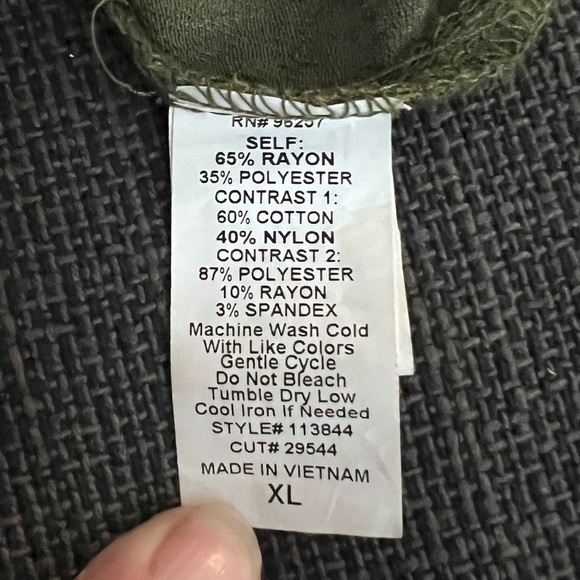 PerSeption Concept Women's Sleeveless Top Olive Green with Tie in Front Size XL - Picture 5 of 5